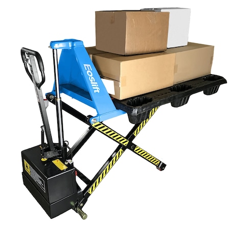 Eoslift 3,300 lbs. Weight Capacity, 27" x 45" Forks, Double Cylinder Scissor Lift Pallet Jack, 31.5" Raised Height I15DE